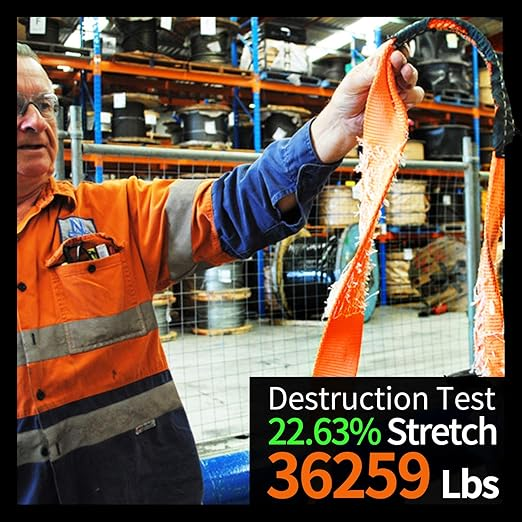 35,000LB Heavy Duty Recovery Tow Strap Kit – Ultra Strong Nylon Offroad Rescue Gear