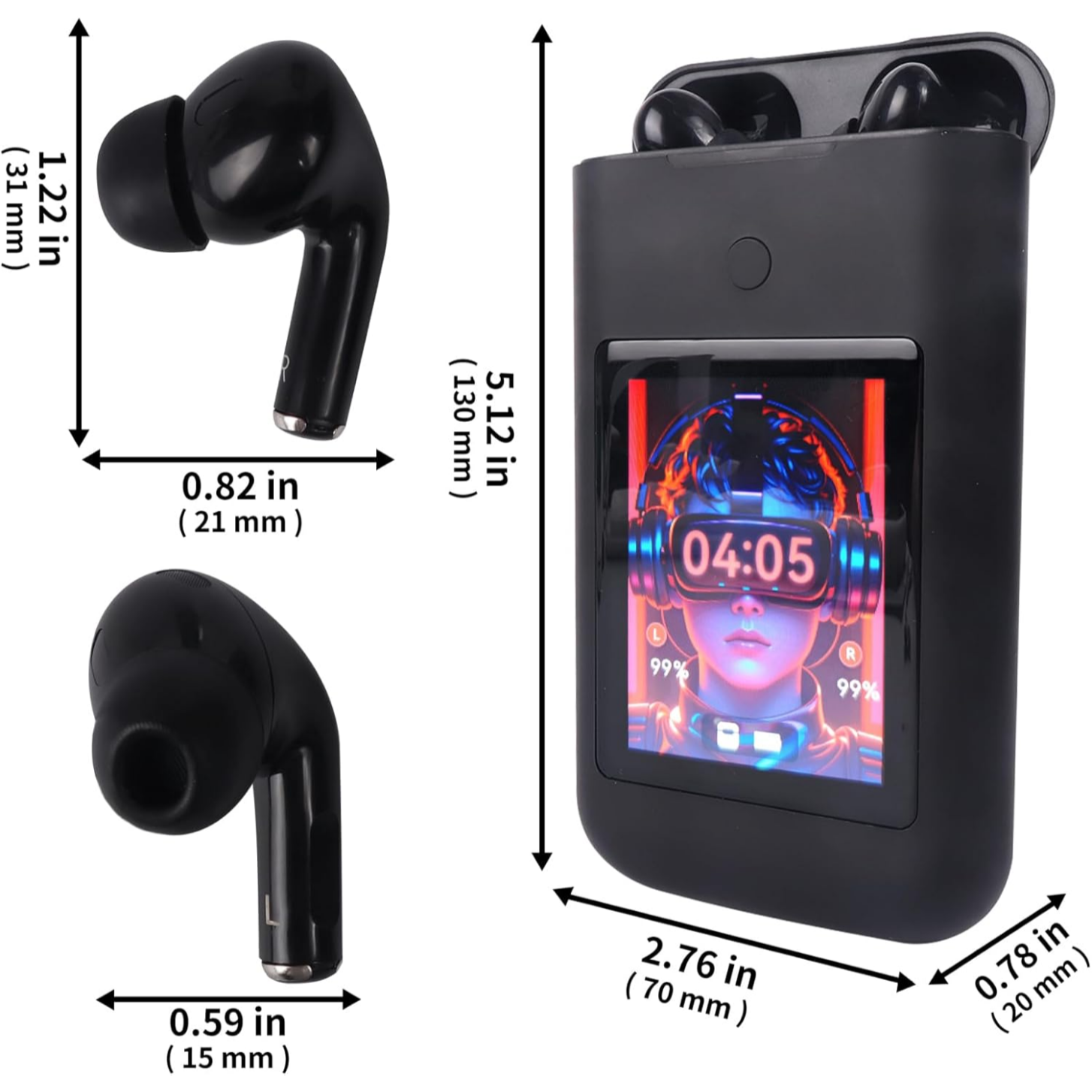 Water-Resistant Smart Earbuds | LED Control Case | Bluetooth 5.3 Fast Connect