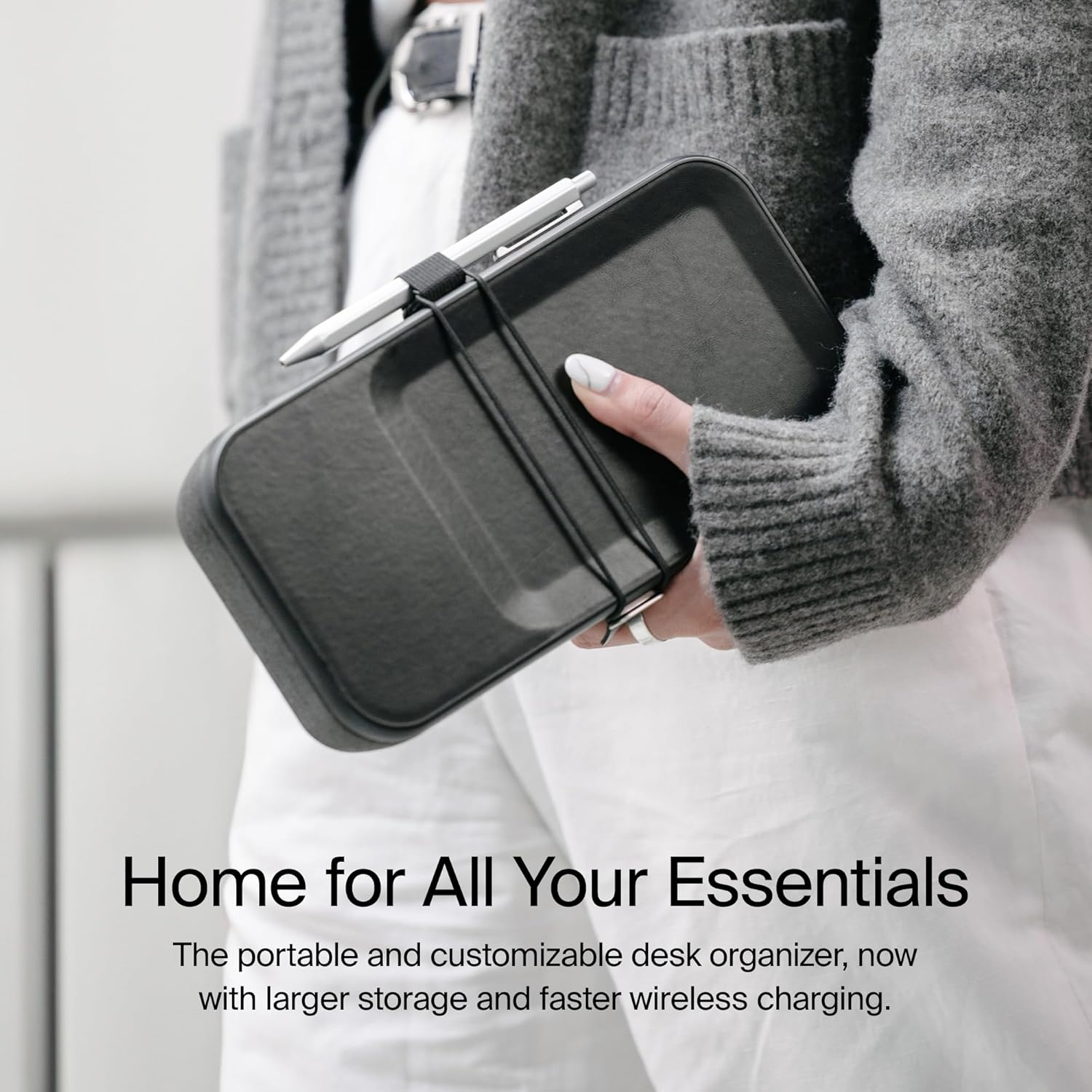 All-in-One Travel Desk Organizer Case with 15W Wireless Charging & Modular Storage
