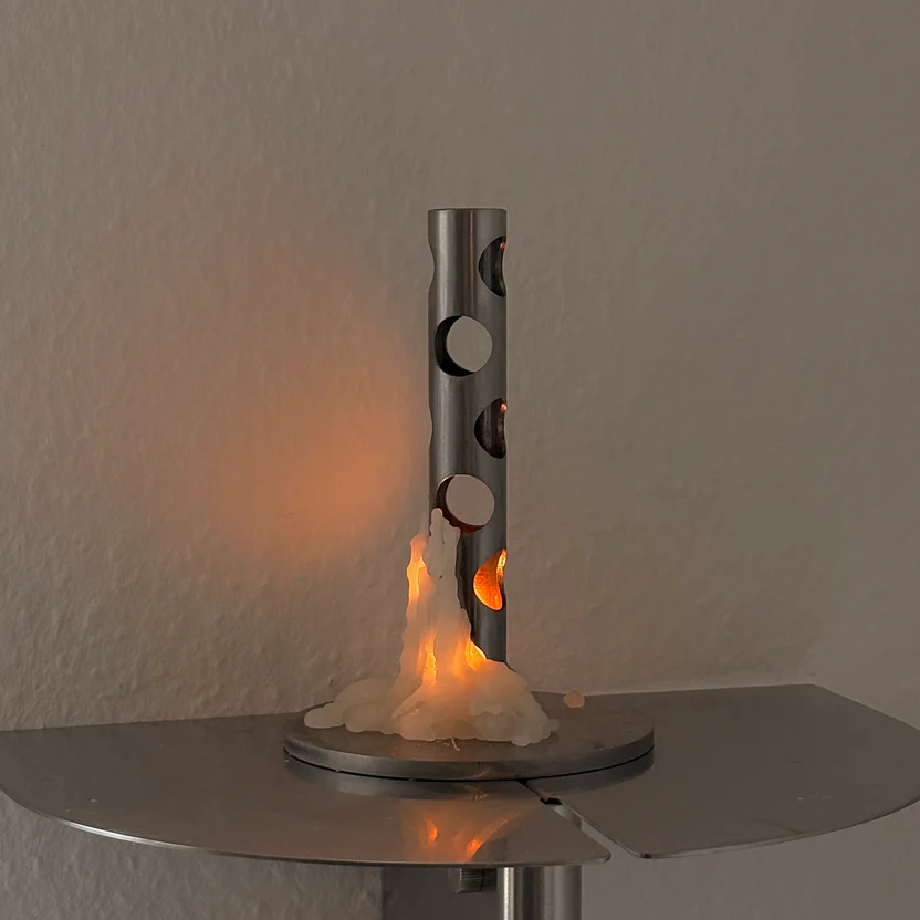 Molten Wax Candle Holder | Ever-Changing Flame & Steel Art Piece