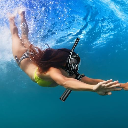 Dual-Mode Full Face Snorkel Mask with Built-In Air Tank for Effortless Underwater Breathing