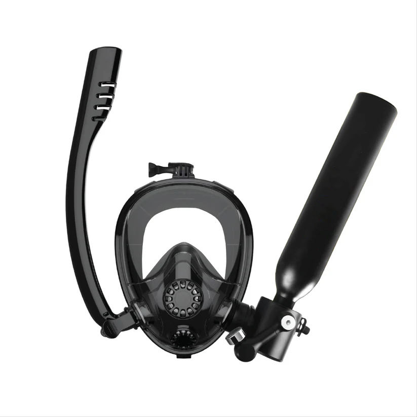 Dual-Mode Full Face Snorkel Mask with Built-In Air Tank for Effortless Underwater Breathing