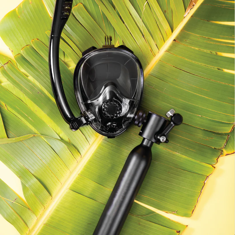 Dual-Mode Full Face Snorkel Mask with Built-In Air Tank for Effortless Underwater Breathing