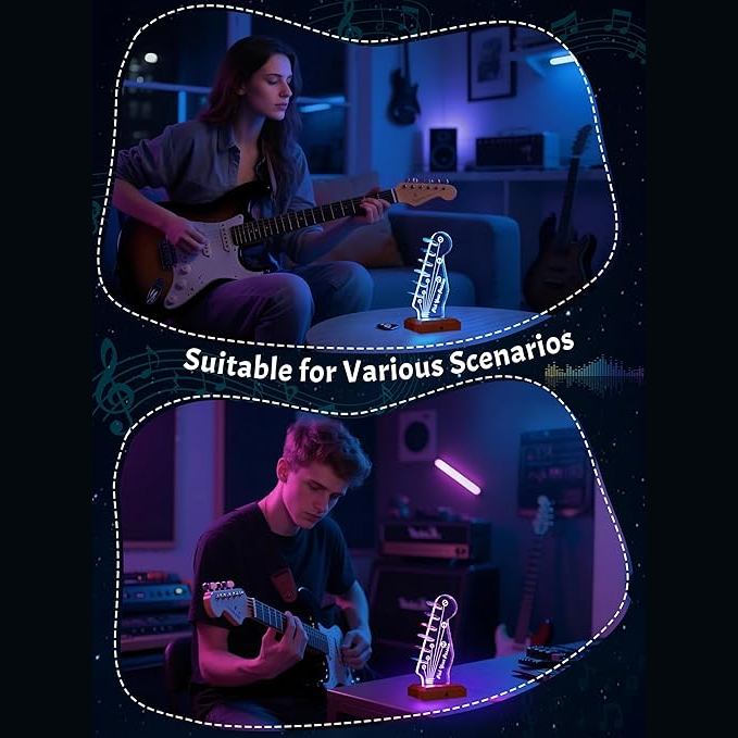 16-Color LED Guitar Pick Display Stand | Wooden & Acrylic Light-Up Art Decor