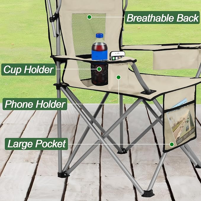 Foldable Camping Chair with Sun Shade Canopy – Lightweight, Portable Outdoor Comfort