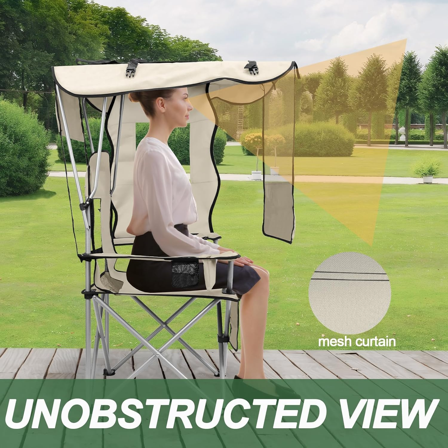 Foldable Camping Chair with Sun Shade Canopy – Lightweight, Portable Outdoor Comfort