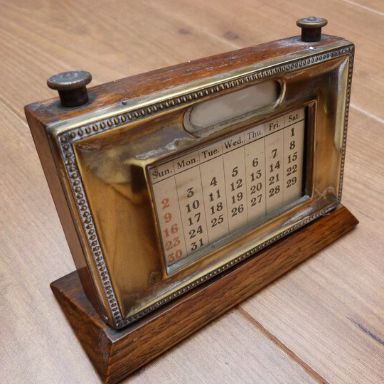 Timeless Timber Perpetual Desk Calendar with Adjustable Date System