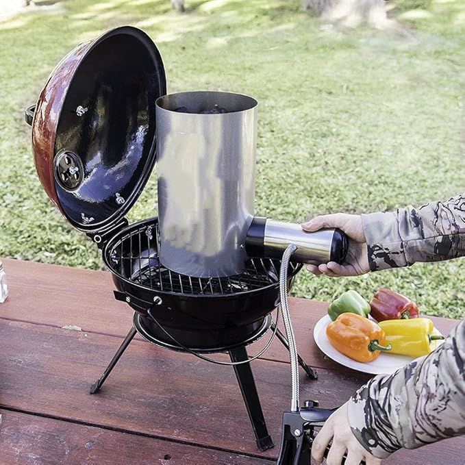 Stainless Steel Adjustable BBQ Air Blower for Rapid Fire Starting Anywhere Outdoors