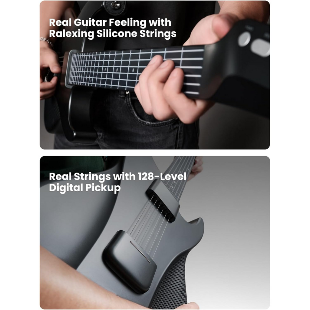Portable Smart Guitar with Silent Play, Silicone Strings & Built-in Drum Loops