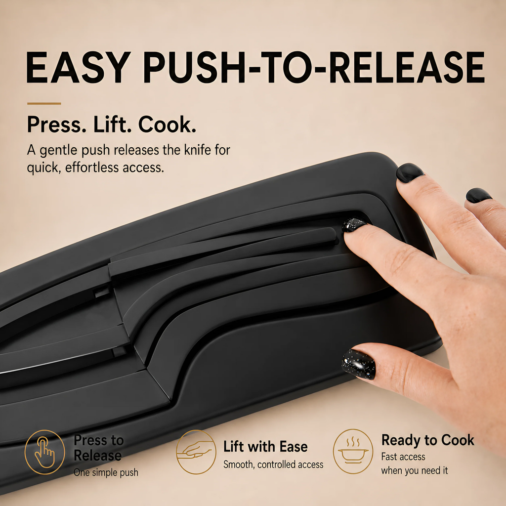 Magnetic Knife Set with Space-Saving Storage & Sharp Stainless Steel Blades