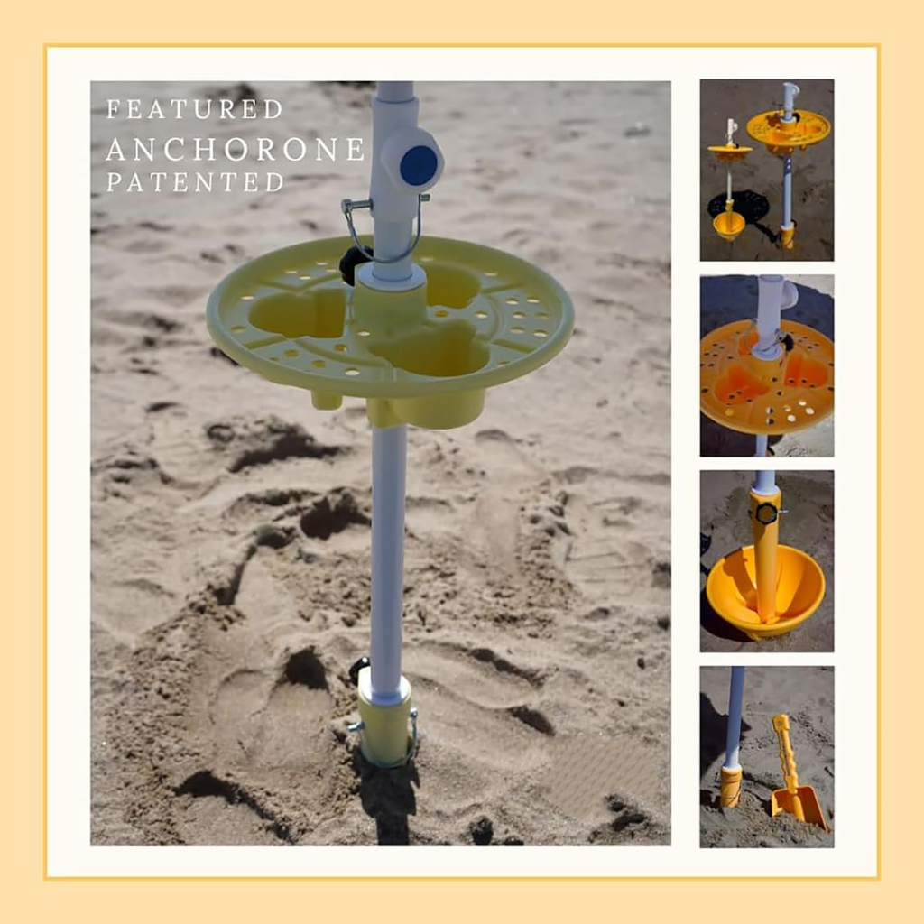 7FT Beach Umbrella with Stable Sand Anchor & Easy Setup