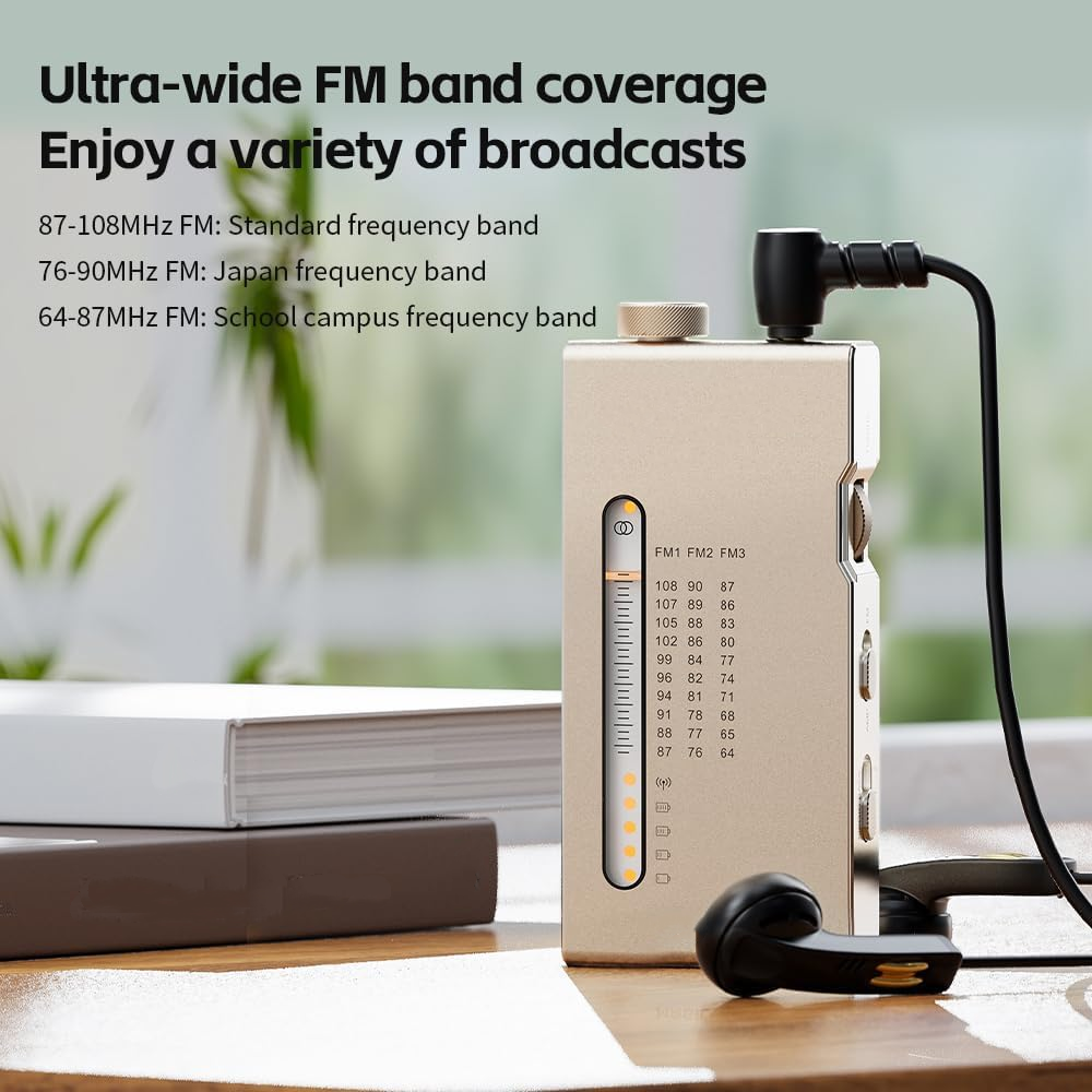 Portable HiFi FM Radio Receiver with 3D Stereo Sound & Retro Design