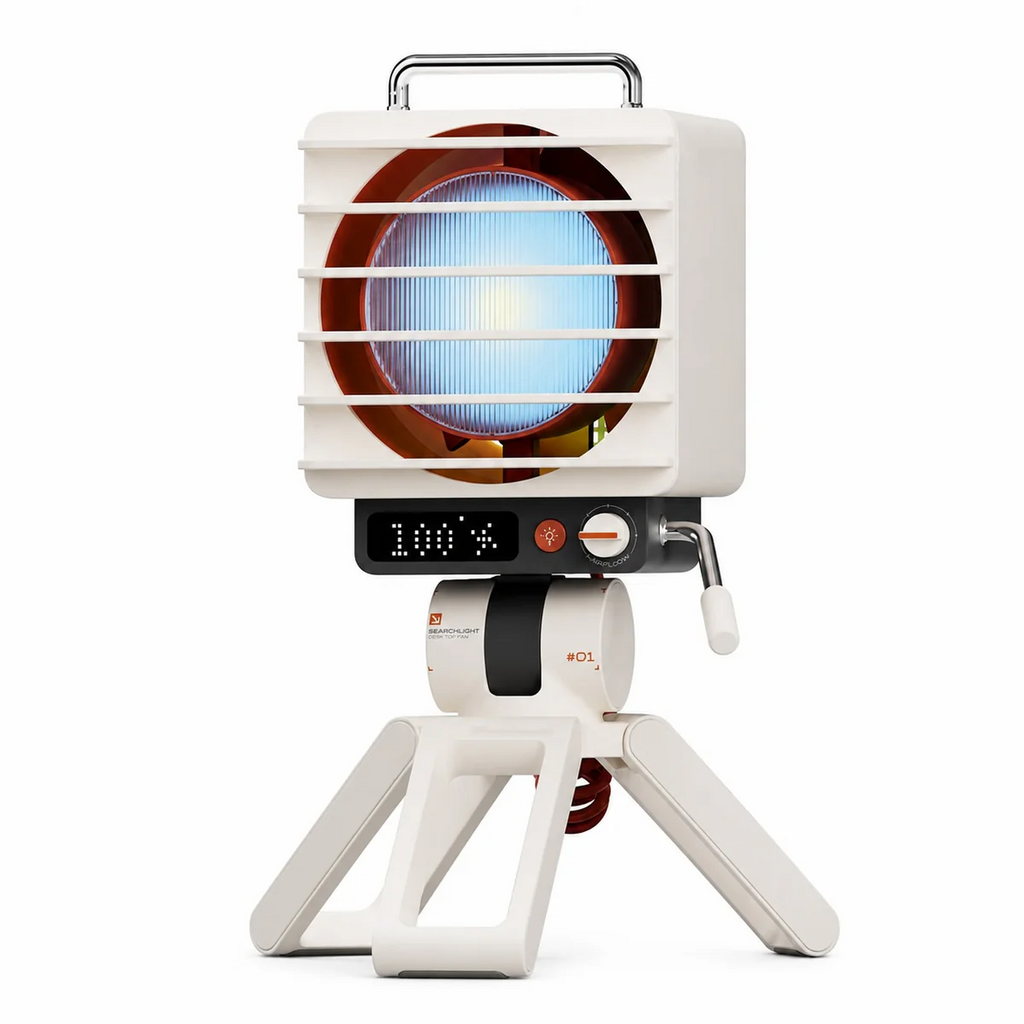 Desktop Fan with RGB Glow – Vintage Look, Powerful Cooling, Portable Design