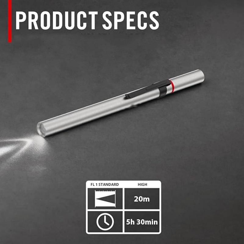Ultra-Bright Stainless Steel Rechargeable Pocket LED Light for Precision Tasks