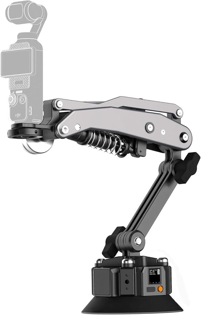 Vehicle Camera Stabilizer Mount with Shock Absorbing Arm