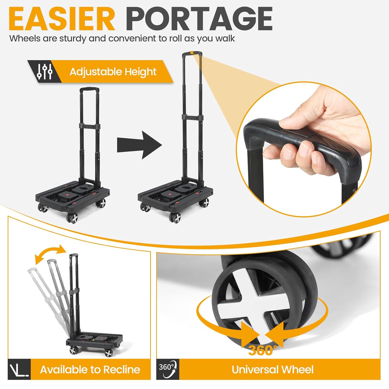 Foldable Car Seat Travel Cart – Universal Wheels, 110lb Capacity, Compact Storage