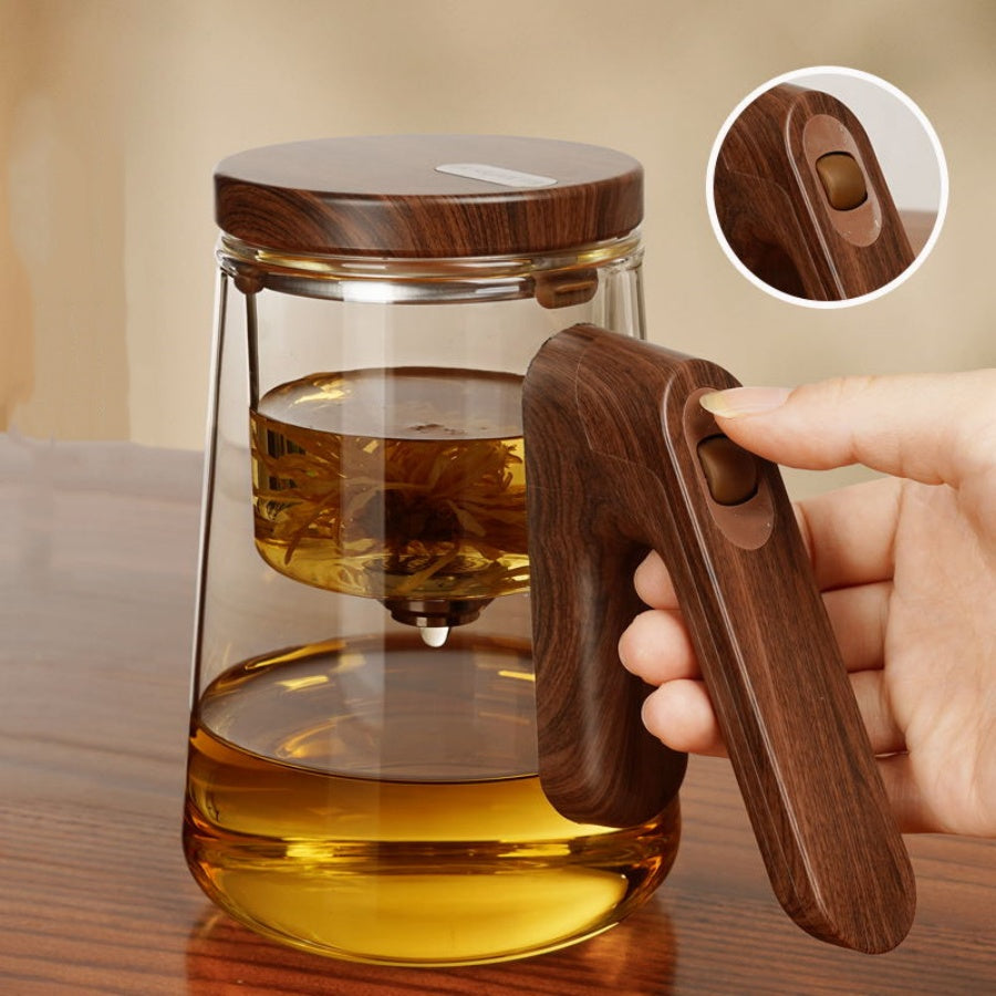One-Button Glass Teapot with Tea Infuser – Borosilicate Glass Separation Tea Maker for Home and Office