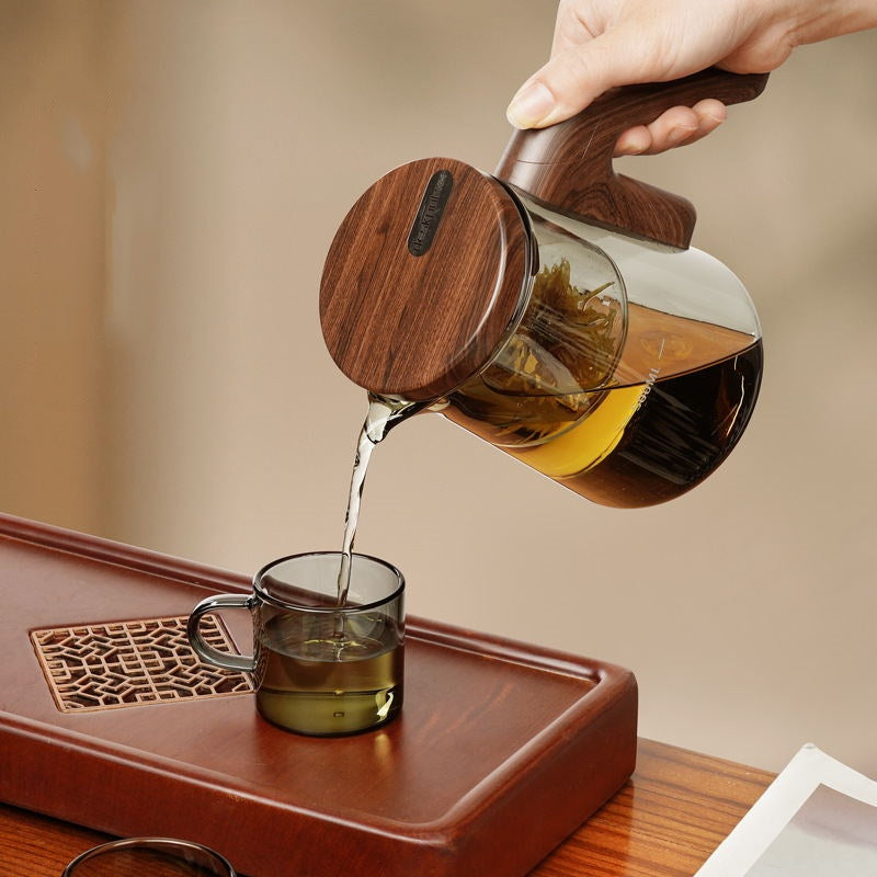 One-Button Glass Teapot with Tea Infuser – Borosilicate Glass Separation Tea Maker for Home and Office