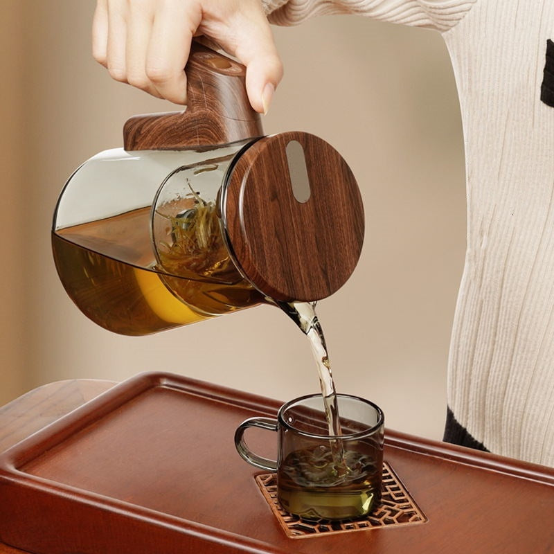 One-Button Glass Teapot with Tea Infuser – Borosilicate Glass Separation Tea Maker for Home and Office