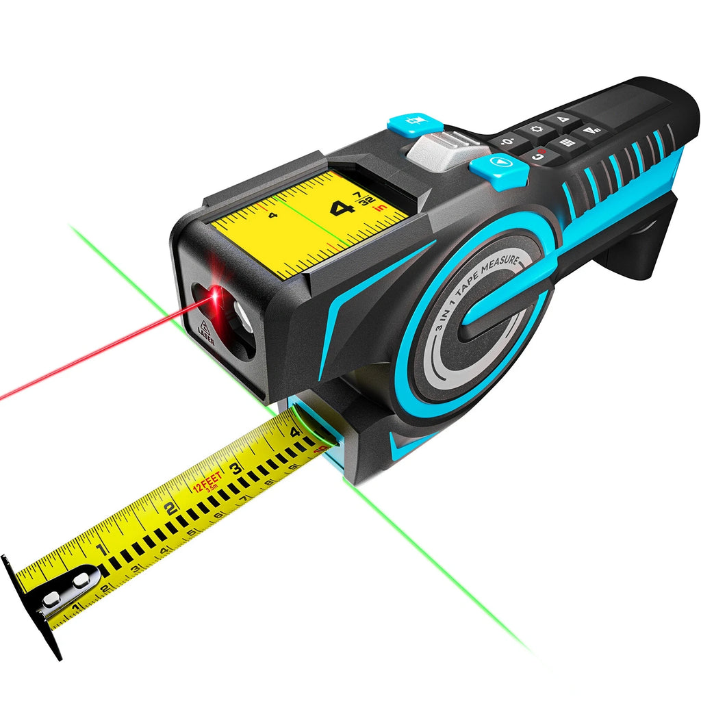 3-in-1 Digital Laser Tape Measure – Bluetooth Electronic Measuring Tool with LCD Display