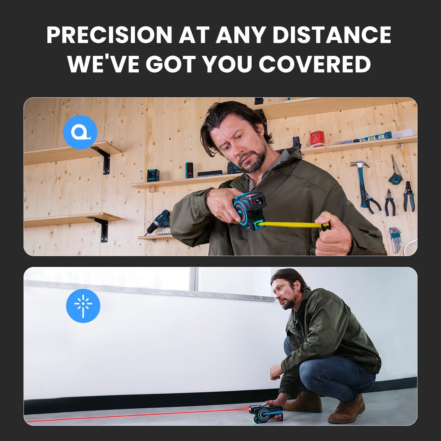 3-in-1 Digital Laser Tape Measure – Bluetooth Electronic Measuring Tool with LCD Display