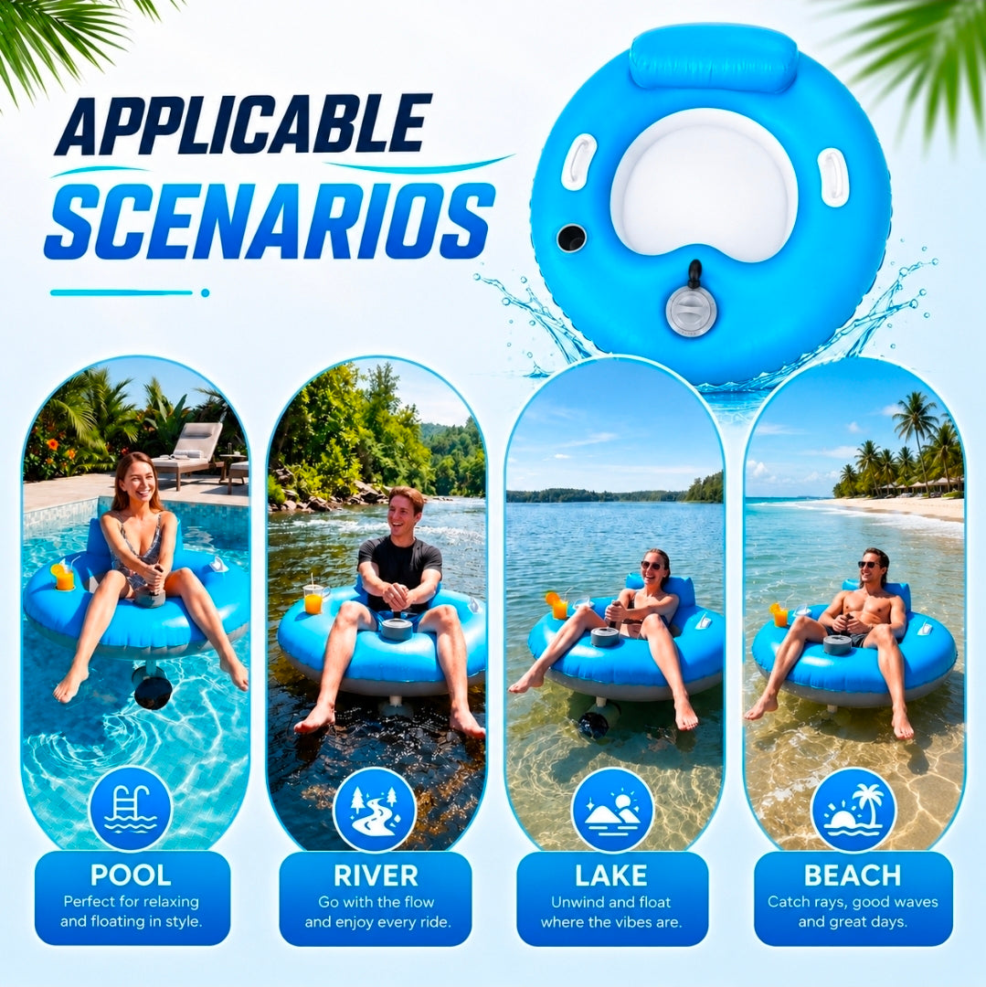Motorized Inflatable Pool Float – Battery Powered Water Lounger Chair with Dual Propellers