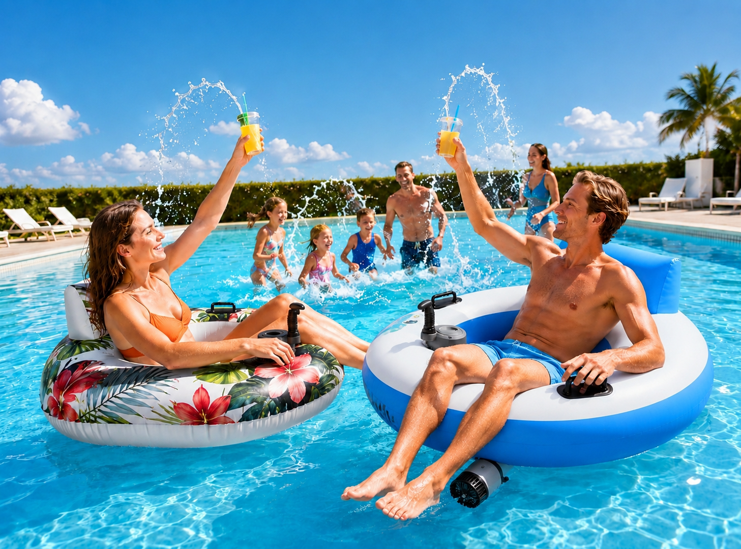 Motorized Inflatable Pool Float – Battery Powered Water Lounger Chair with Dual Propellers