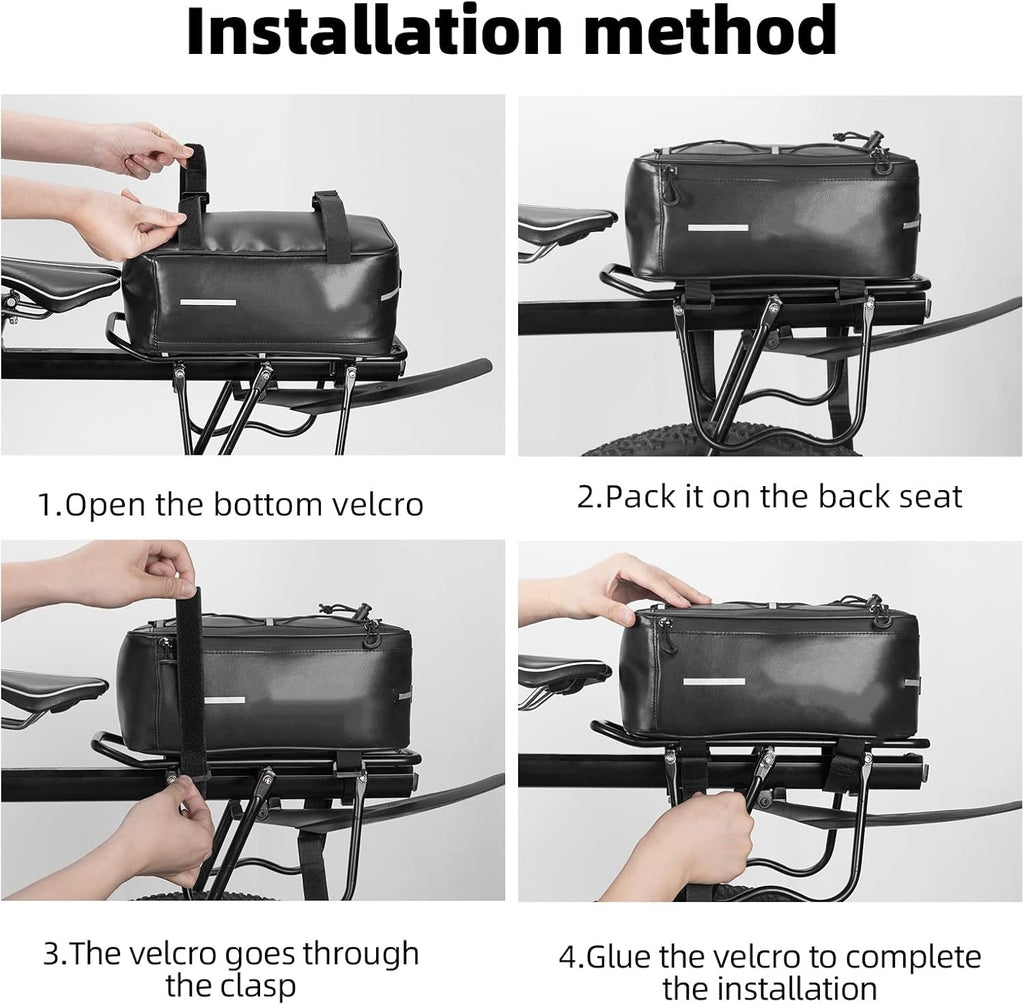 Waterproof Bicycle Seat Bag – 1.5L Bike Tail Pouch with Mesh Water Bottle Pocket