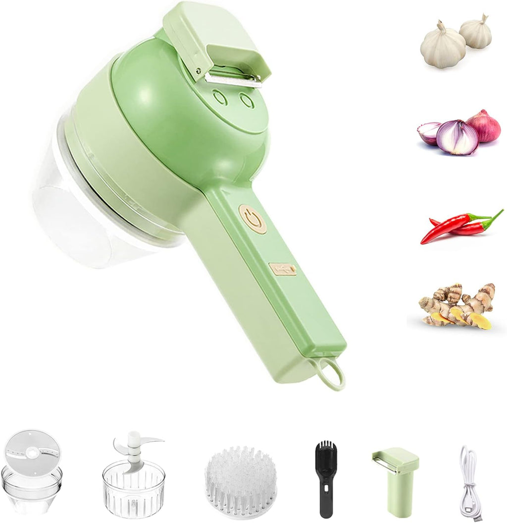Handheld Wireless Electric Vegetable Cutter – 4-in-1 Food Processor for Garlic, Chili, and Veggies