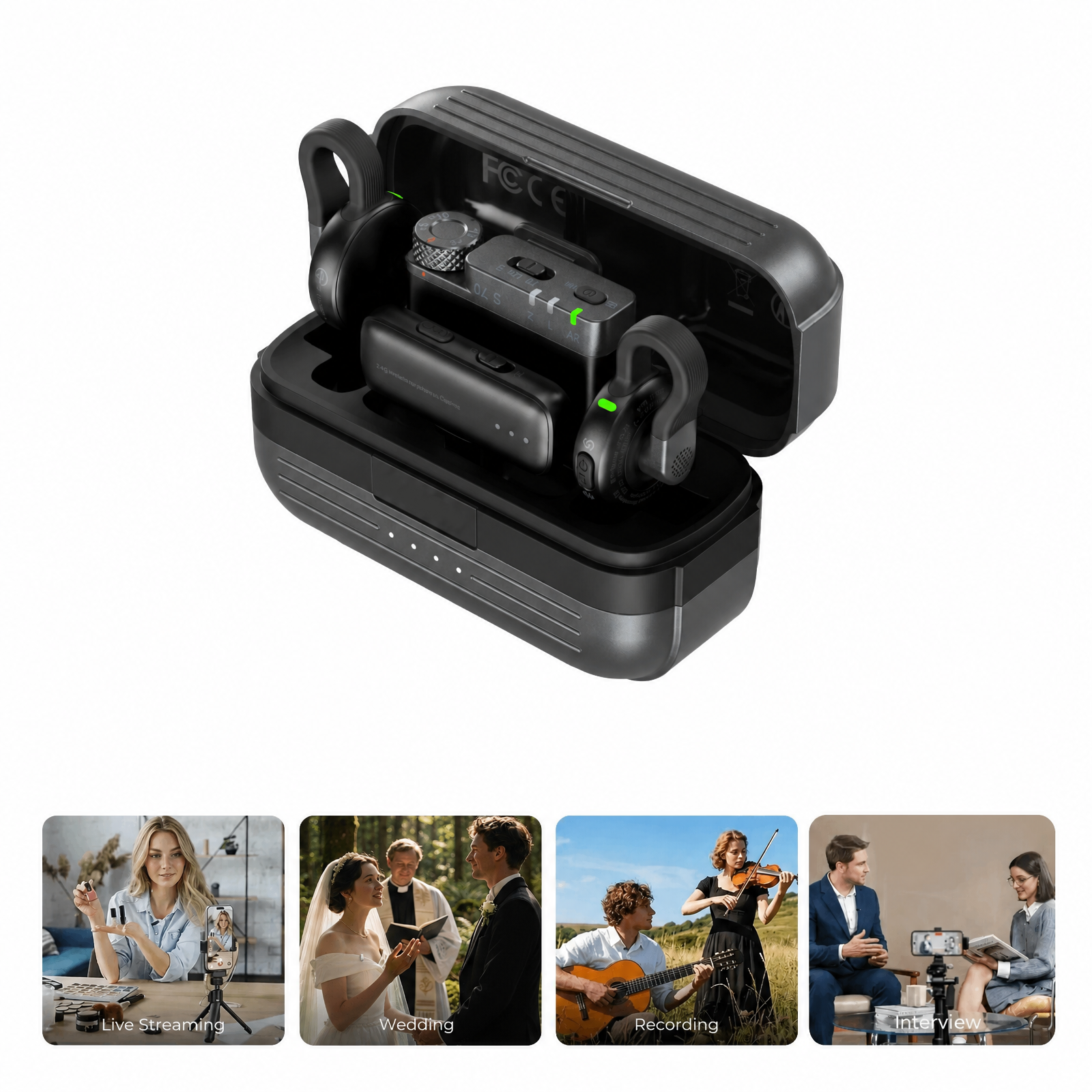 Wireless Lapel Microphone System – Dual-Channel Lavalier Mic with Intelligent Noise Cancellation