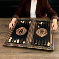 Handcrafted Wooden Backgammon and Chess Set – Premium Carved Walnut Game Board