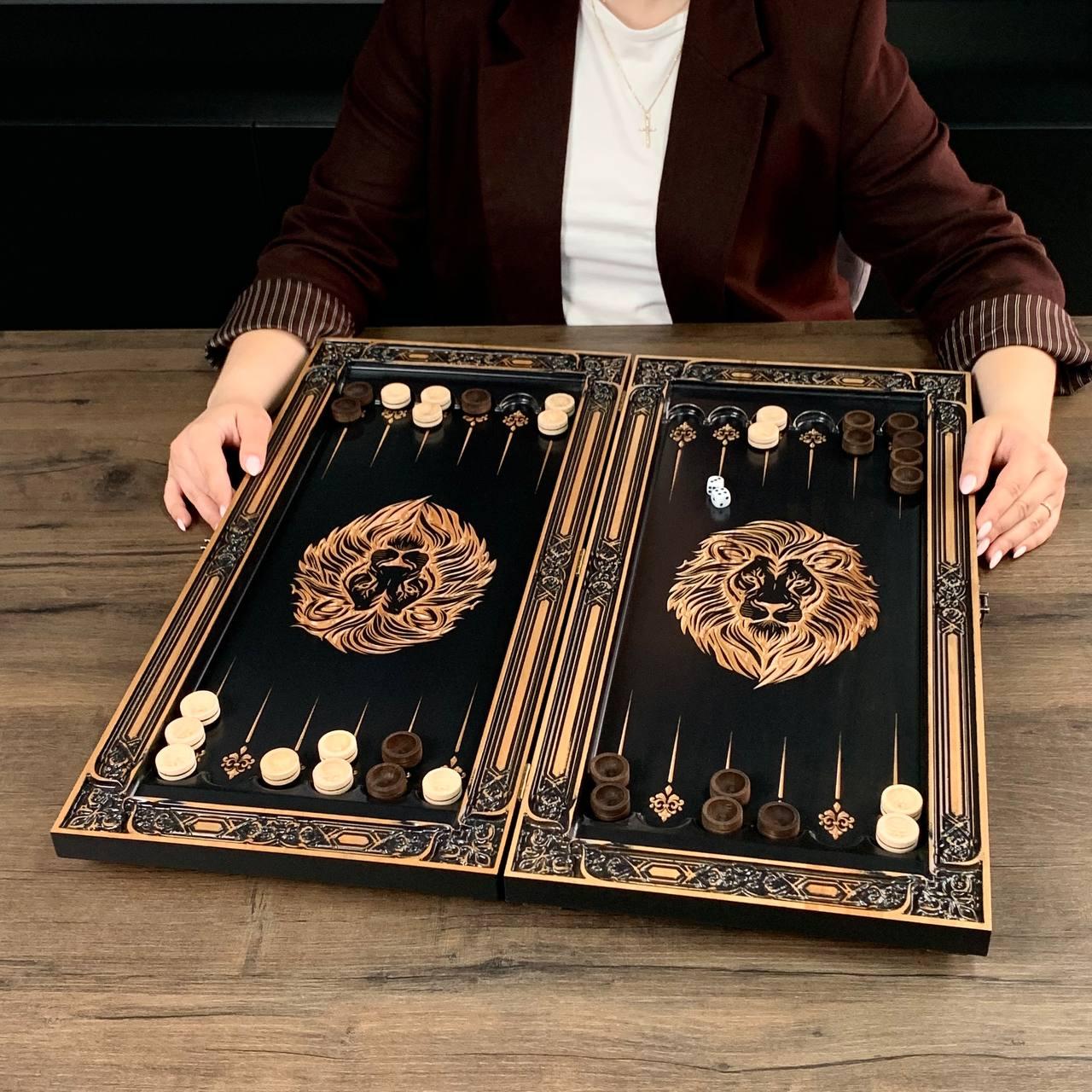 Handcrafted Wooden Backgammon and Chess Set – Premium Carved Walnut Game Board