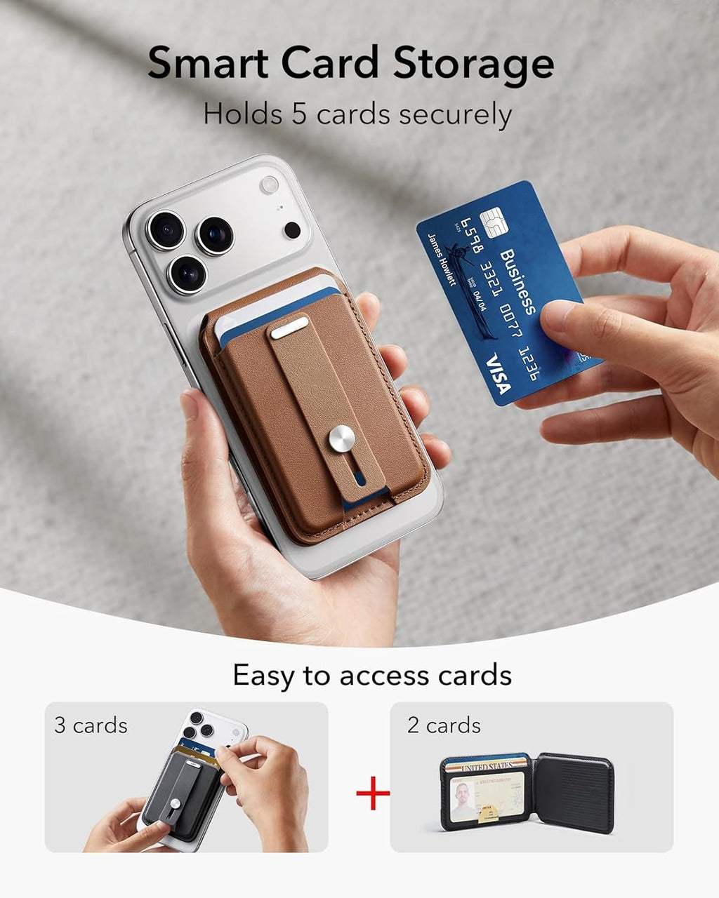 Magnetic Phone Card Holder with Stand – Slim Snap-On Wallet for Magnetic Devices