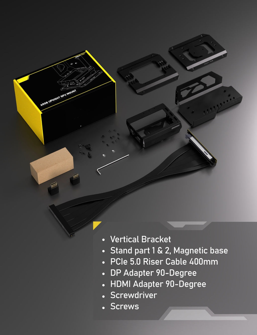 Universal Upright GPU Mount Kit – Adjustable Vertical Graphics Card Holder for PC Case