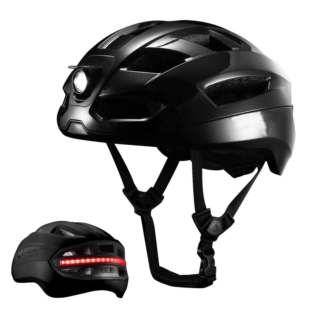 Smart Cycling Helmet with Wireless Headlight, Taillight & Turn Signals – Protective Safety Cap