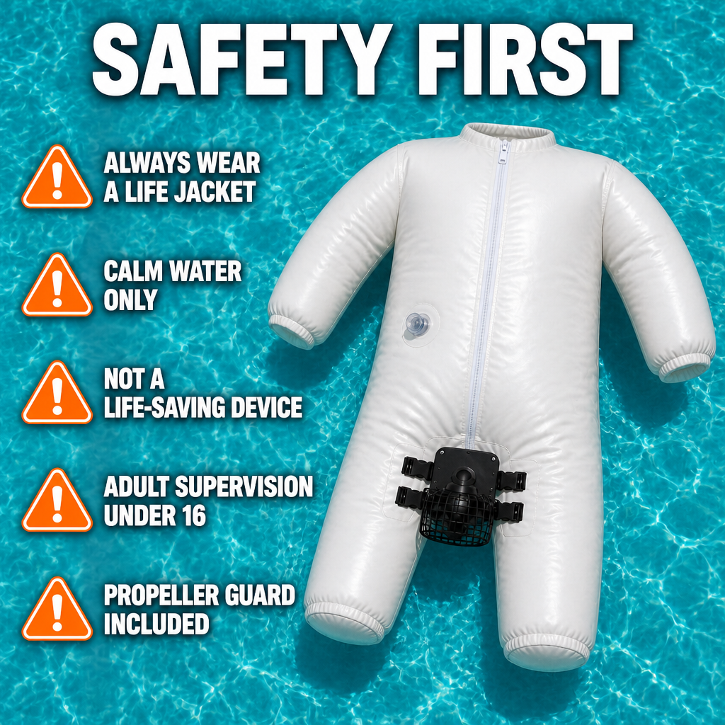 Propeller-Equipped Inflatable Buoyancy Suit – Motorized Aquatic Safety Gear