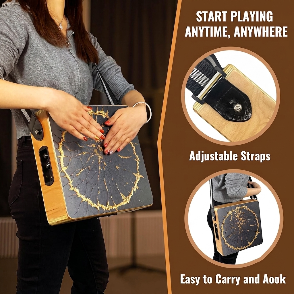 Portable Digital Cajon – Electronic Percussion Box with Multi-Tone Rhythm Controls