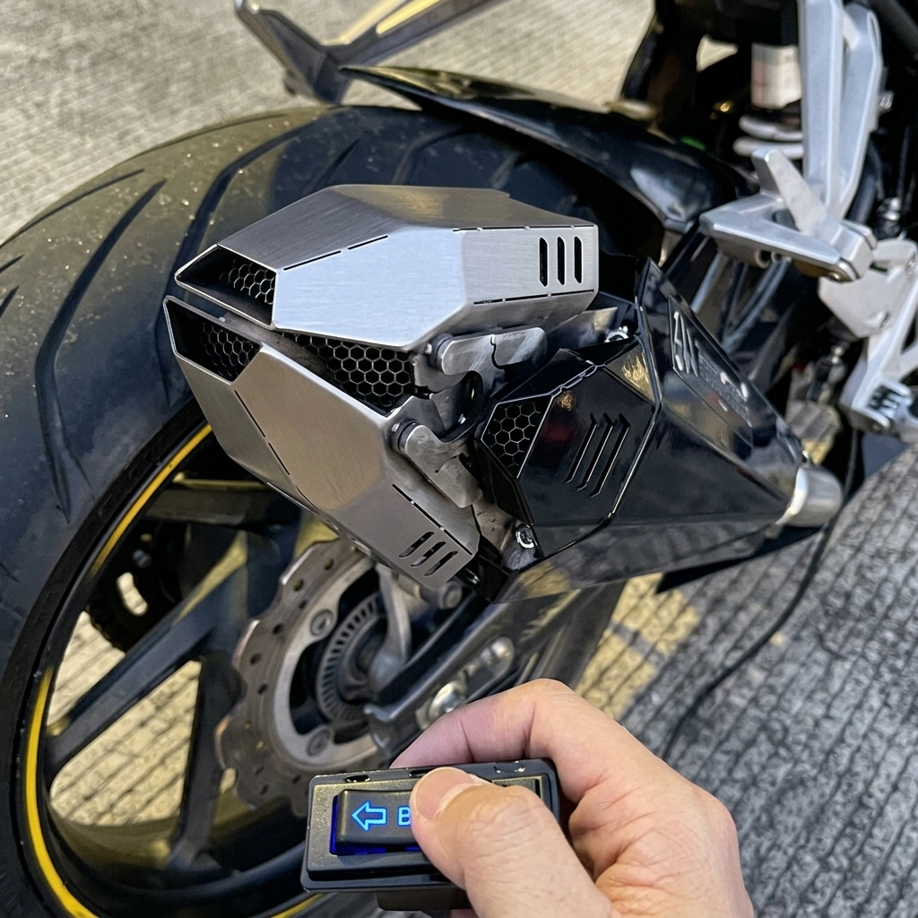 On-the-Fly Adjustable Exhaust System – Motorcycle Sound & Flow Control Rig