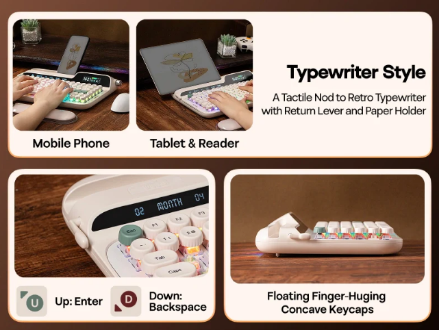 Retro Style 75% Mechanical Keyboard with Smart Display