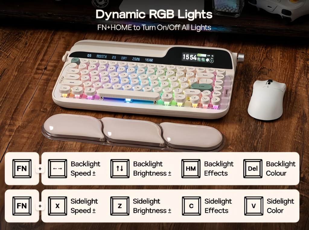 Retro Style 75% Mechanical Keyboard with Smart Display